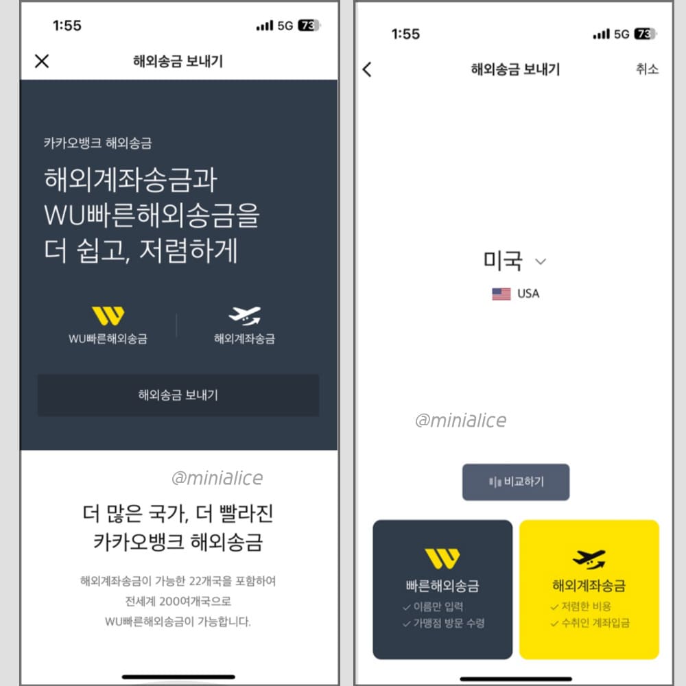 카카오톡 해외송금 가능 여부 정리 - Minialice